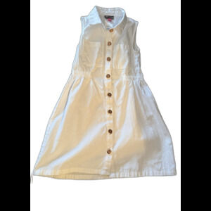 girls size 7 Vince Camuto Sleeveless White Cotton dress With Copper Buttons